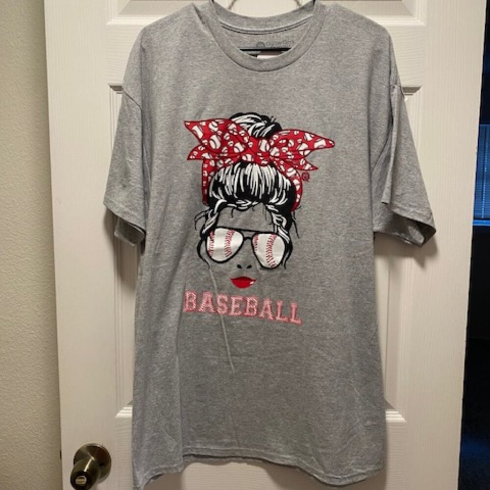 Girlie Girl Originals Baseball Messy Bun-SS Sports Grey Size XL